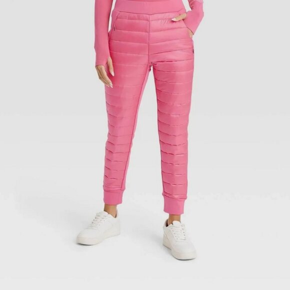 Women's Quilted Puffer Pants - JoyLab Pink XL - Picture 1 of 4